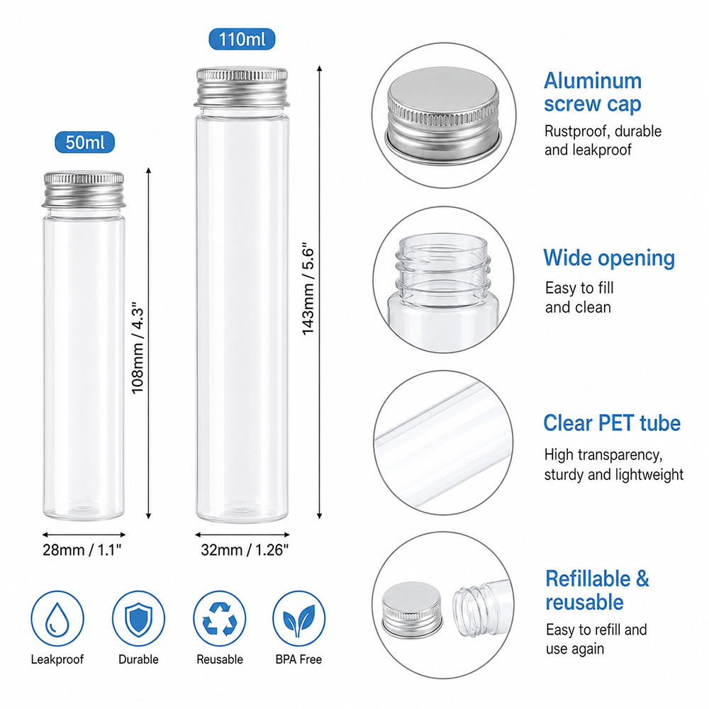 20pcs 50ml/100ml Clear Flat Tu - Snapback Hat Flat review and price