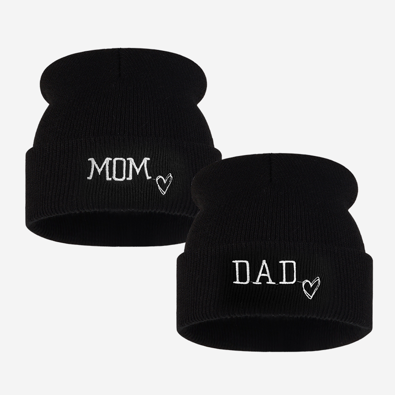 2pc Adult MOM DAD Embroidery M - Beanie Cuffed Knit review and price