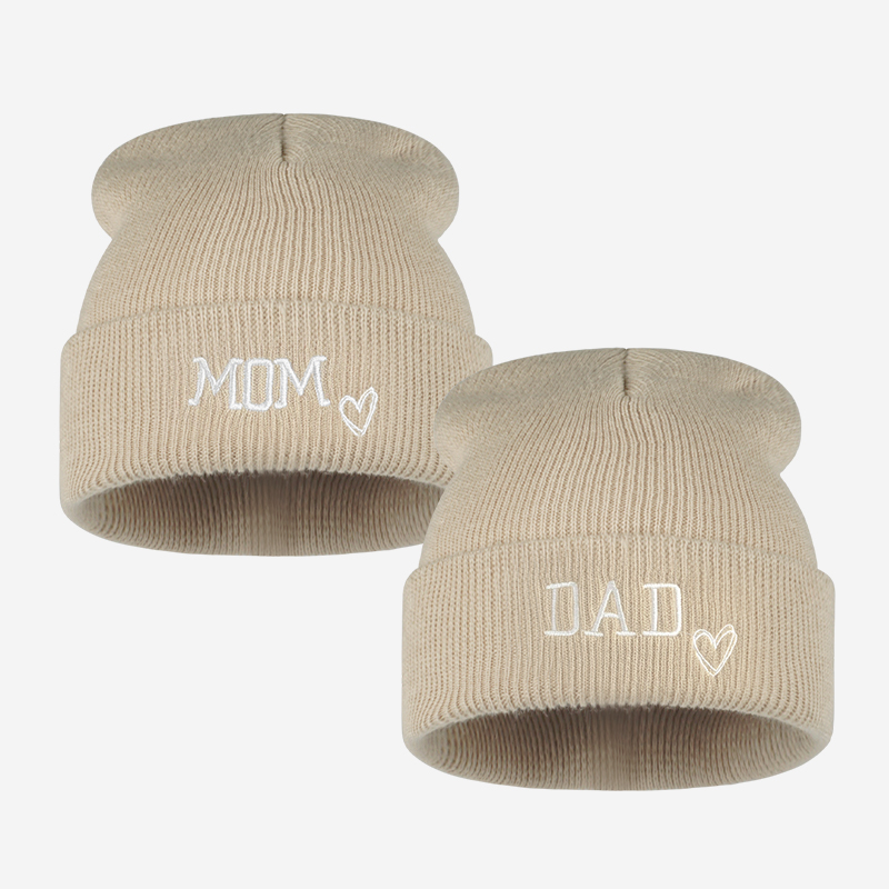 2pc Adult MOM DAD Embroidery M - Beanie Cuffed Knit review and price