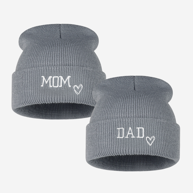 2pc Adult MOM DAD Embroidery M - Beanie Cuffed Knit review and price