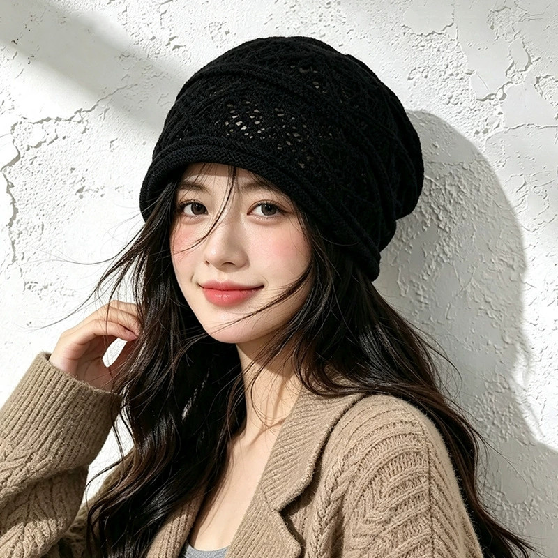Ladies Cuffed Hollow‑Out Slouc - Beanie Cuffed Knit review and price